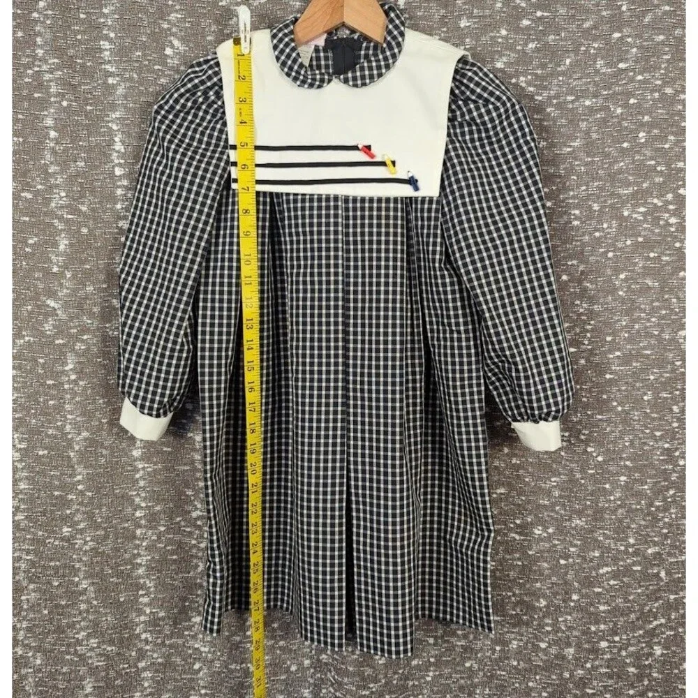Vintage Dorissa Back‎  To School Pencil Black/White Gingham Dress Girl's 6x